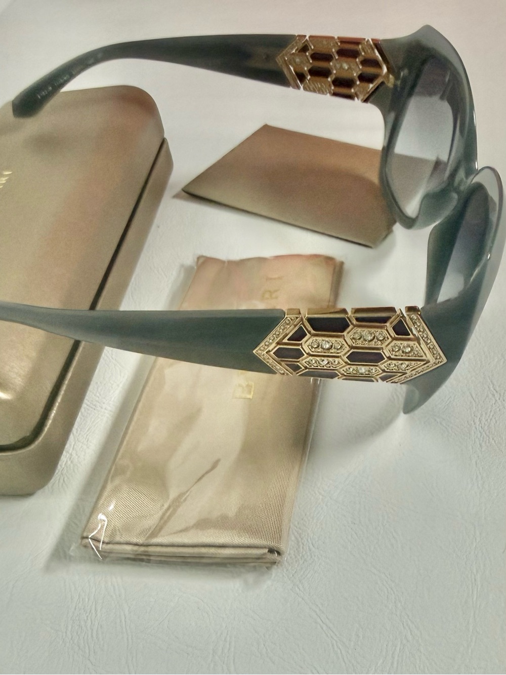 Bvlgari Swarovski Crystals Gray Sunglasses - Picture 2 of 2